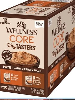 Wellness CORE Tiny Tasters Pate Variety Pack Adult Wet Cat Food 9 pouches